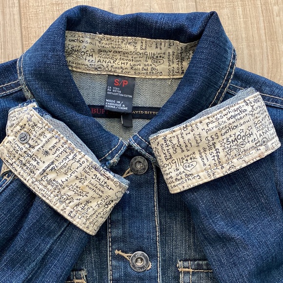 Buffalo Jean Jacket with Graffiti Details on Collar and Sleeves Size Small - Picture 3 of 4